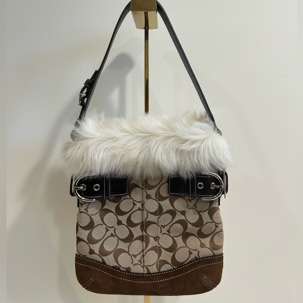 Coach fur shoulder bag NWOT